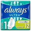 Always Ultra Normal - Size 1 - Sanitary Napkin With Wings - 12pcs