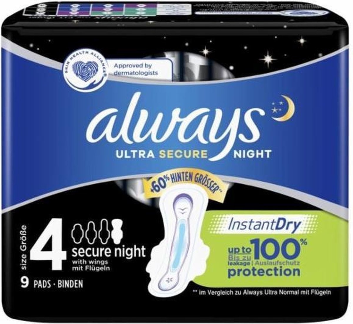 Serviette Hygiénique Always Ultra Secure Nuit avec Ailes - 9pcs