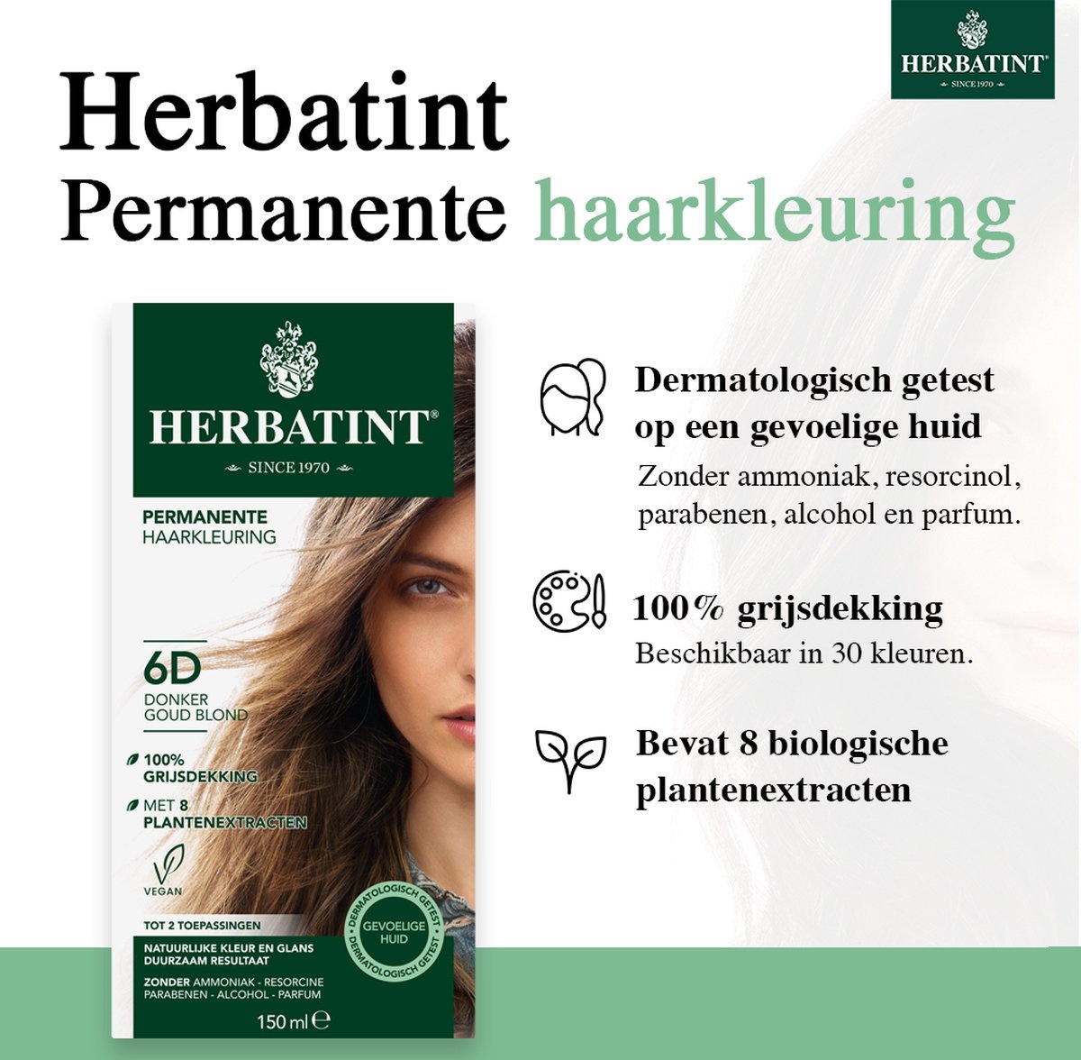 Herbatint 6d Dark Gold Blonde - Teinture pour les cheveux - Emballage endommagé