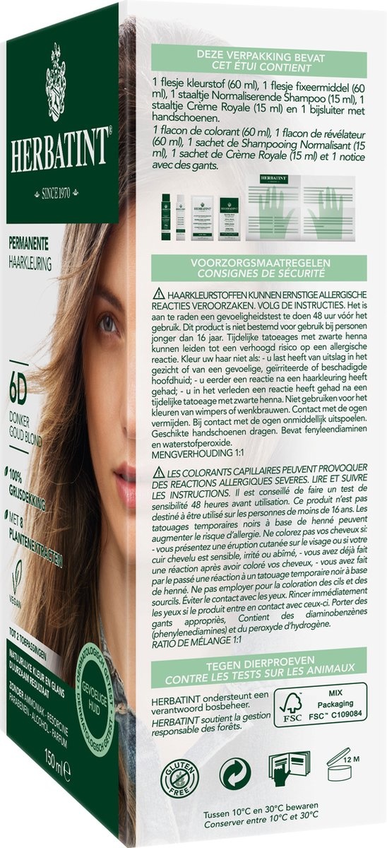 Herbatint 6d Dark Gold Blond - Haarverf - Verpakking beschadigd