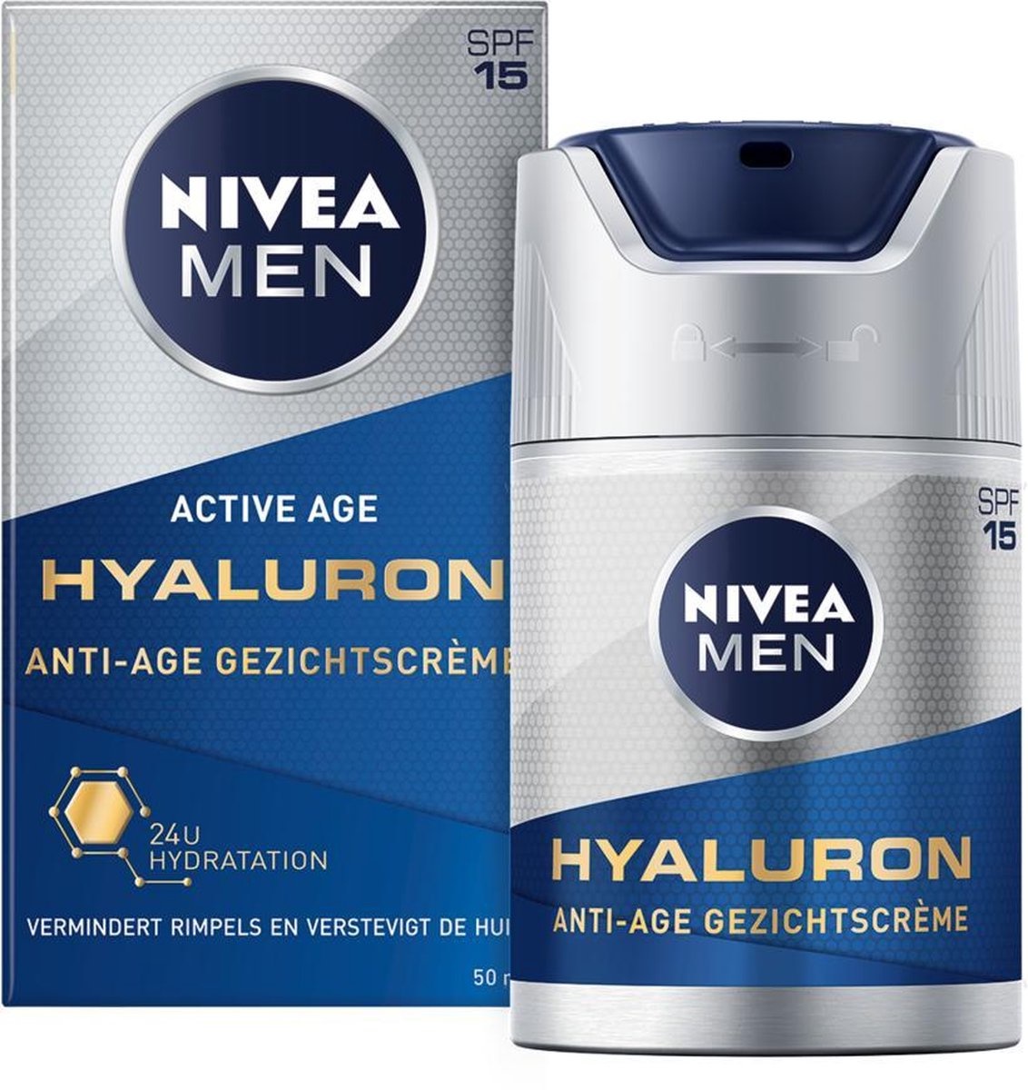 NIVEA MEN Anti-Age Hyaluron Face Cream SPF 15 - 50ml - Packaging damaged