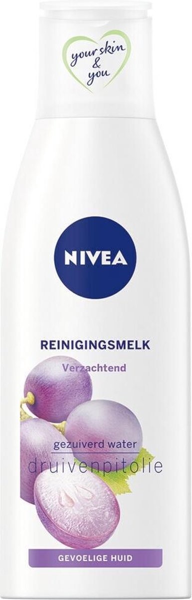 NIVEA Essentials - Lait Démaquillant Peau Sensible Huile de Pépins de Raisin - 200 ml