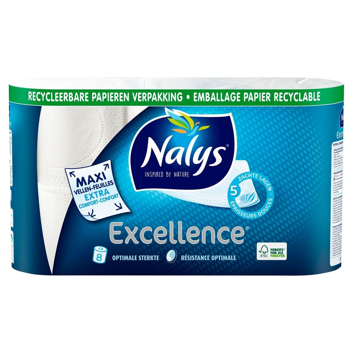 Nalys Excellence 5-laags maxi-vel Toiletpapier - 8 rollen