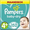 Couches Pampers Baby-Dry - Taille 4+ (10-15 kg) - 152 pièces - Boîte mensuelle - Emballage endommagé