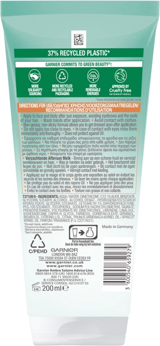 Garnier Ambre Solaire Après-Soleil avec Autobronzant Visage & Corps - 200 ml