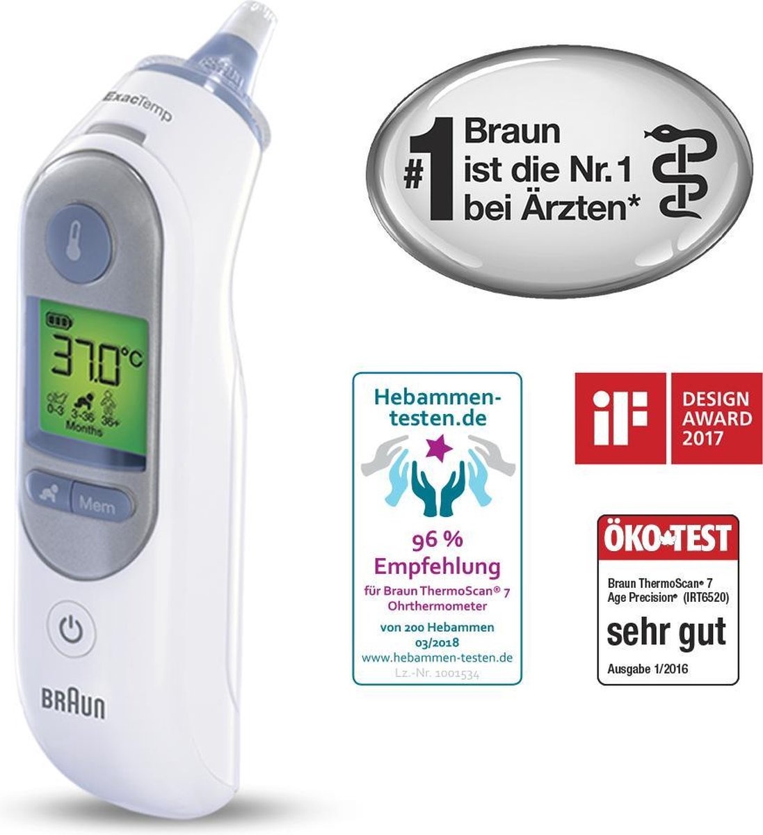 strijd opvoeder gevolg Braun IRT 6520 ThermoScan 7 Thermometer - Verpakking beschadigd -  Onlinevoordeelshop
