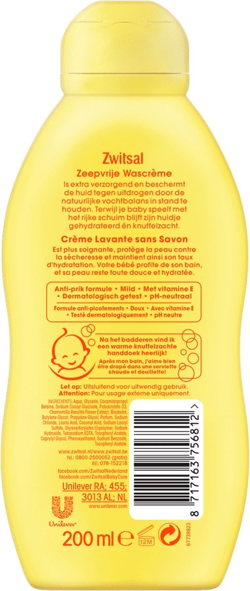 Zwitsal Zeepvrije Wascrème 200 ml