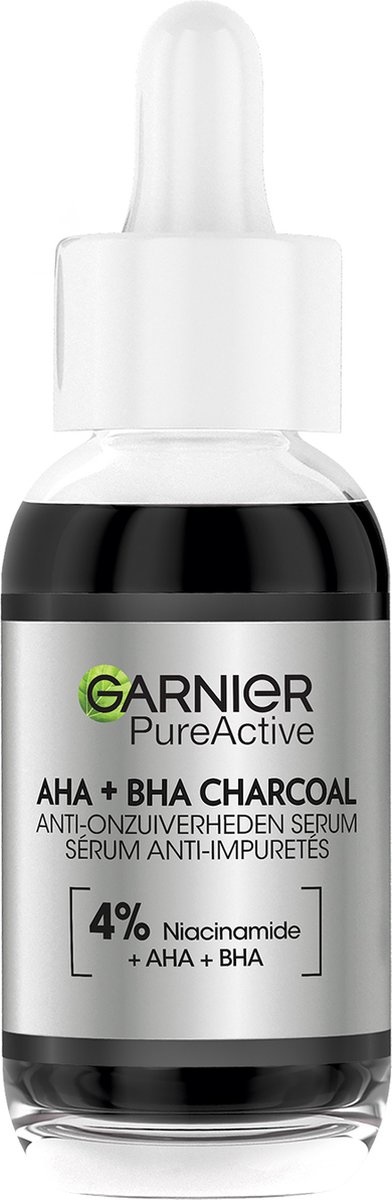 Garnier PureActive AHA + BHA Charcoal Anti-Onzuiverheden Serum - 30ml ...