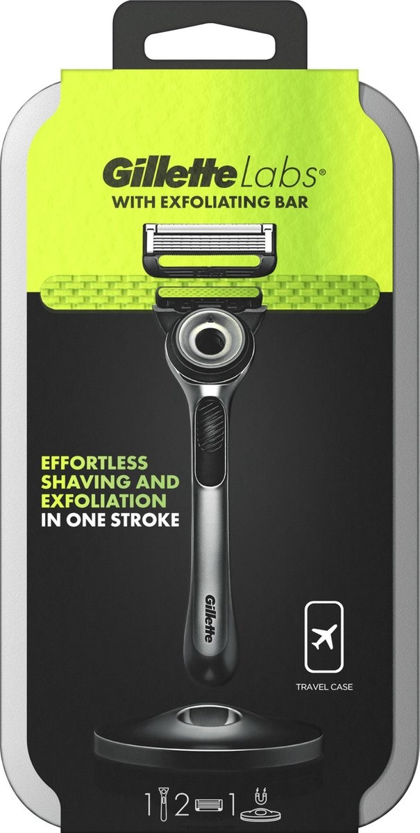 GilletteLabs With Exfoliating Bar From Gillette - 1 Handle - 2 Razor Blades - Magnetic Holder - Travel Case - Packaging Damaged