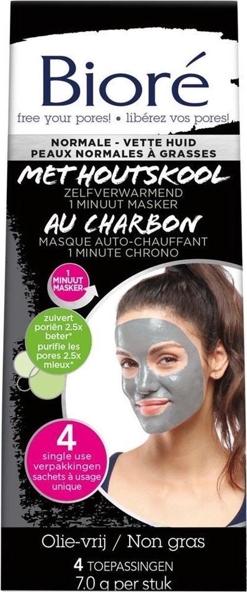 Bioré 1-Minuten-Maske mit Kohle - 4 Stk.