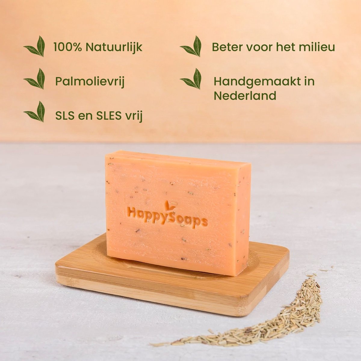 HappySoaps Body Wash Bar - Arganöl & Rosmarin - Würziger und intensiver Duft - 100% plastikfrei, vegan & tierfreundlich - 100gr