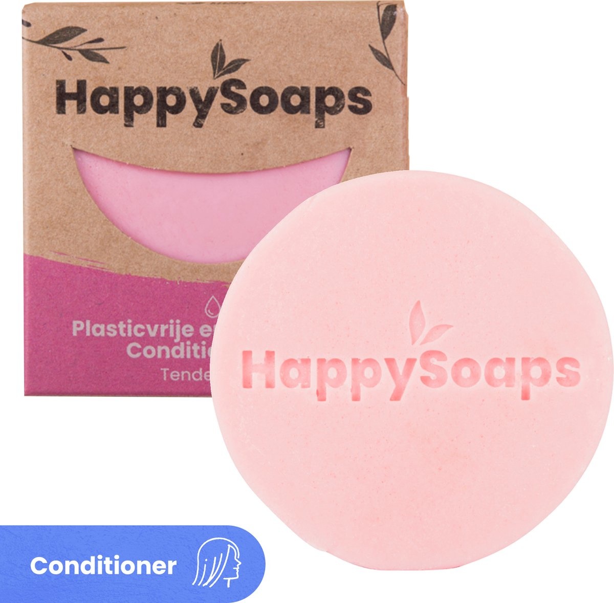 HappySoaps Conditioner Bar - Zarte Rose - Alle Haartypen - 100% plastikfrei, natürlich und vegan - 65gr