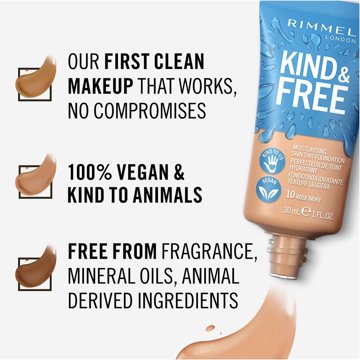 Rimmel London CHILD & FREE Vegan Foundation - 410 Latte