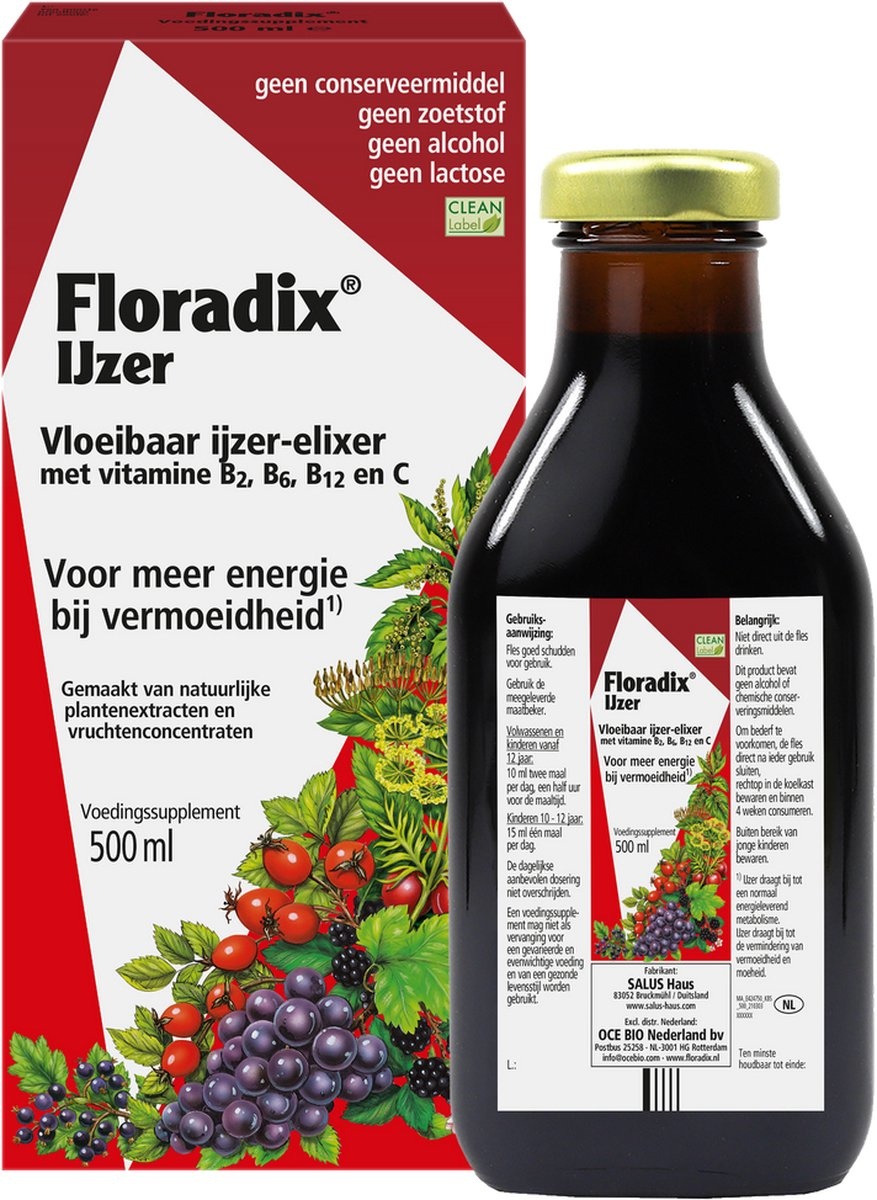 Salus Floradix IJzer Elixer 500ml - Verpakking beschadigd