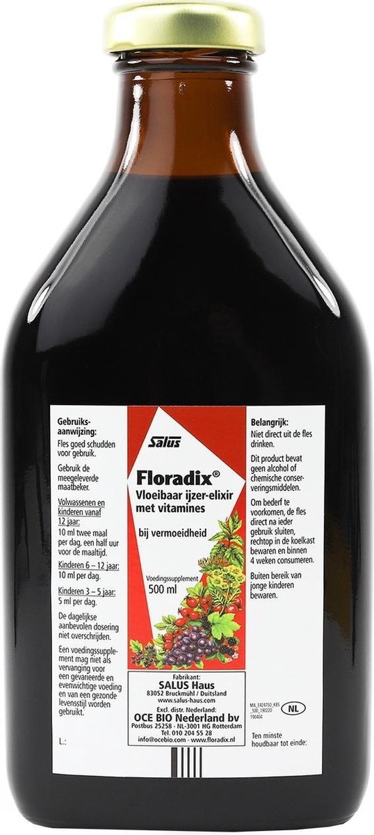 Salus Floradix IJzer Elixer 500ml - Verpakking beschadigd