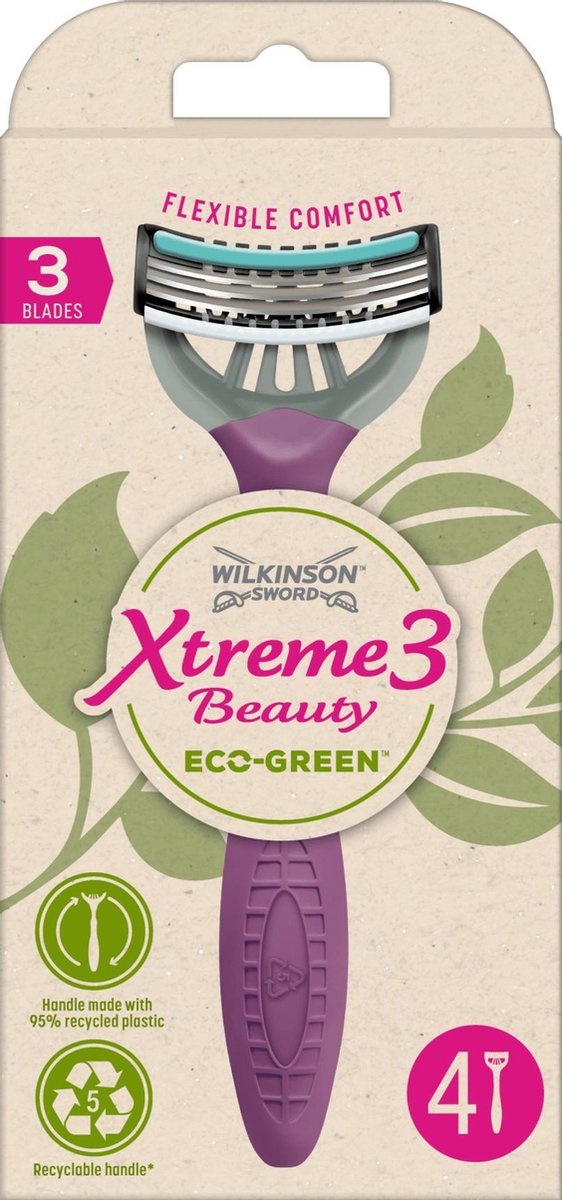Wilkinson Xtreme3 Beauty Eco Green Disposable Razor Blades 4 Pieces
