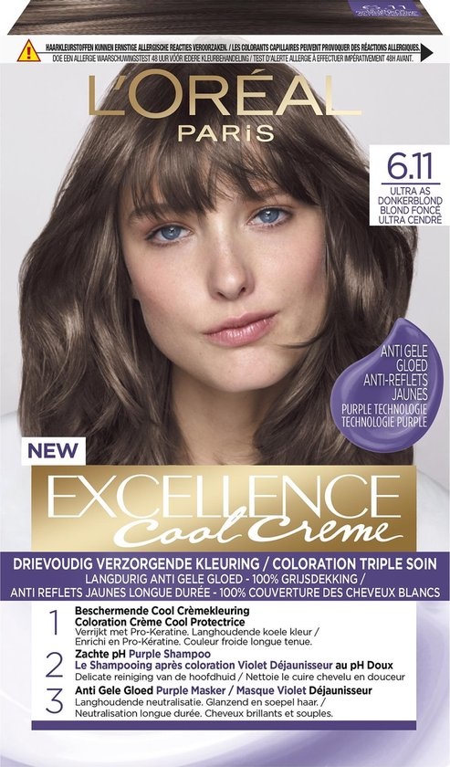 L'Oréal Paris Excellence Cool Creams 6.11 - Ultra Ash Dark Blonde - Permanente Haarfarbe - Verpackung beschädigt