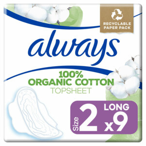 Always Sanitary Towels Organic Cotton Protection Ultra Long with Wings - 9 pcs.