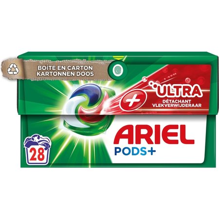 Dosettes de détergent à lessive Ariel + Touch de Lenor Unstoppables -  Couleur - 28 lavages - Emballage endommagé - Onlinevoordeelshop