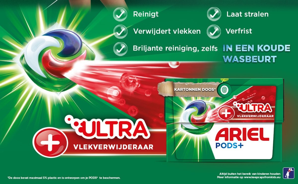 Ariel Waschmittel-Pods + Ultra-Fleckenentferner – 28 Waschgänge