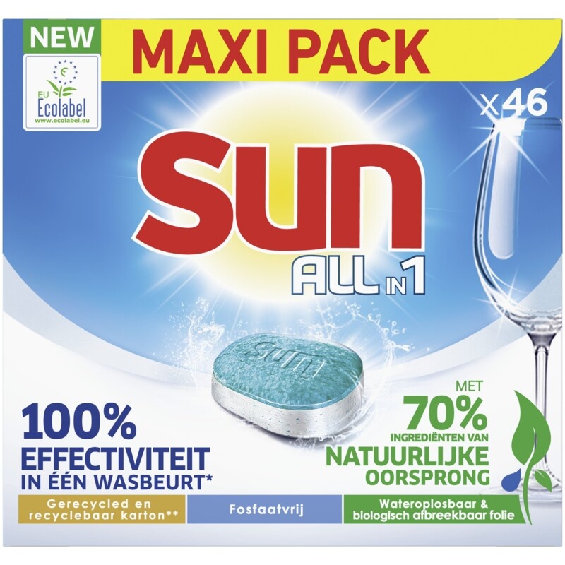 Lot 2 Pack of 56 = 112 SUN ABSOLUTE All-in-1 Dishwasher Capsules