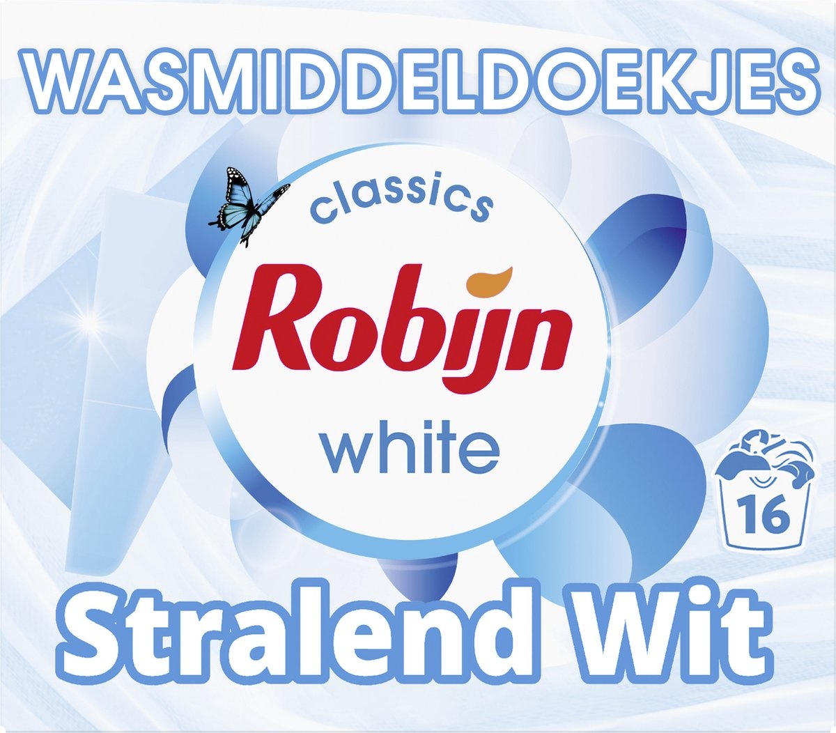 Lingettes détergentes Robijn Classics Radiant White 16 bandes de cire - Emballage endommagé