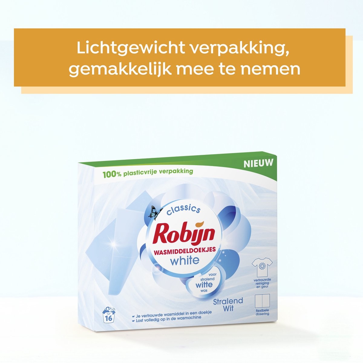 Robijn Classics Radiant White Detergent Wipes 16 wax strips - Packaging damaged
