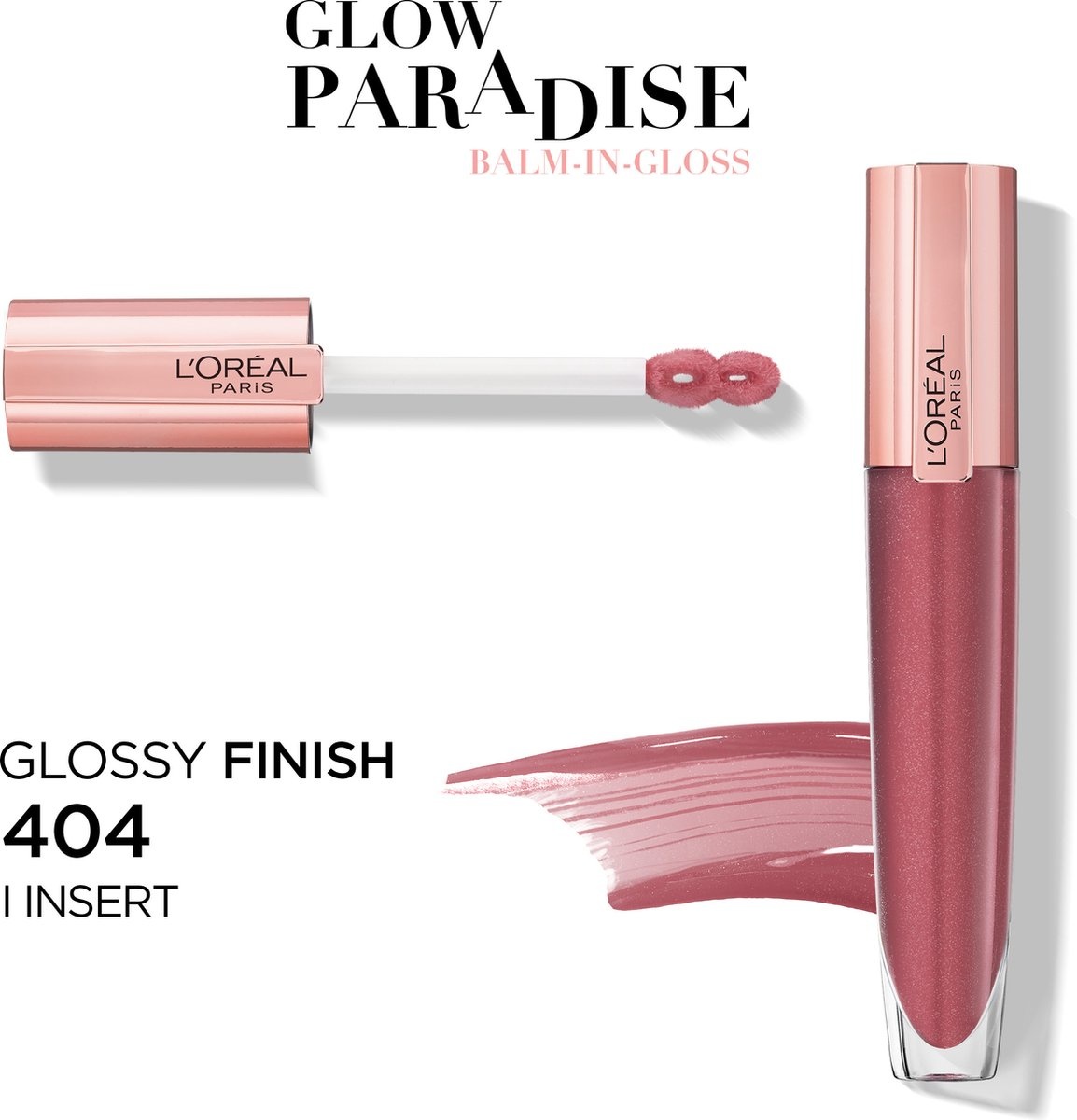 L'Oréal Paris - Glow Paradise Baume en Gloss - 404 I Assert - Rose - Gloss à Lèvres Volumateur - 7 ml