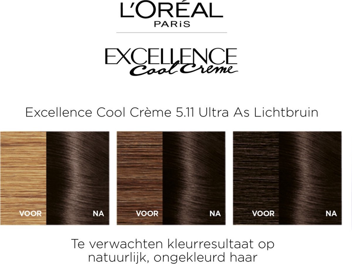 L'Oréal Paris Excellence Cool Creams 5.11 - Ultra Ash Light Brown - Permanente Haarfarbe