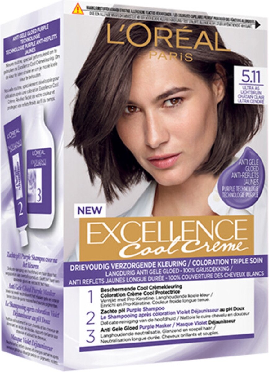 L'Oréal Paris Excellence Cool Creams 5.11 - Ultra Ash Light Brown - Permanente Haarfarbe
