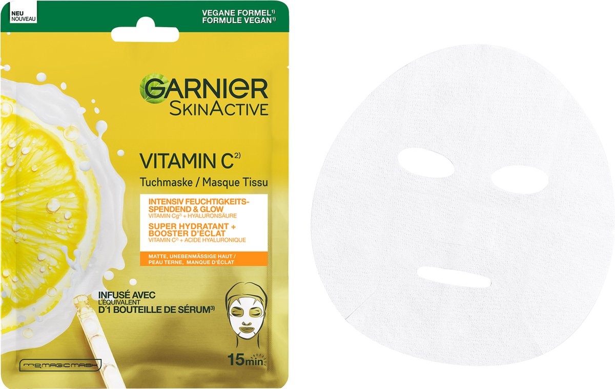 Garnier SkinActive Tissue Gezichtsmasker met Vitamine C* - 1 stuk