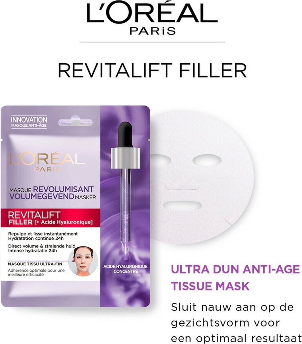 L'Oréal Paris Skin Expert Revitalift Filler Masque Tissu à l'Acide Hyaluronique - 1 Pièce