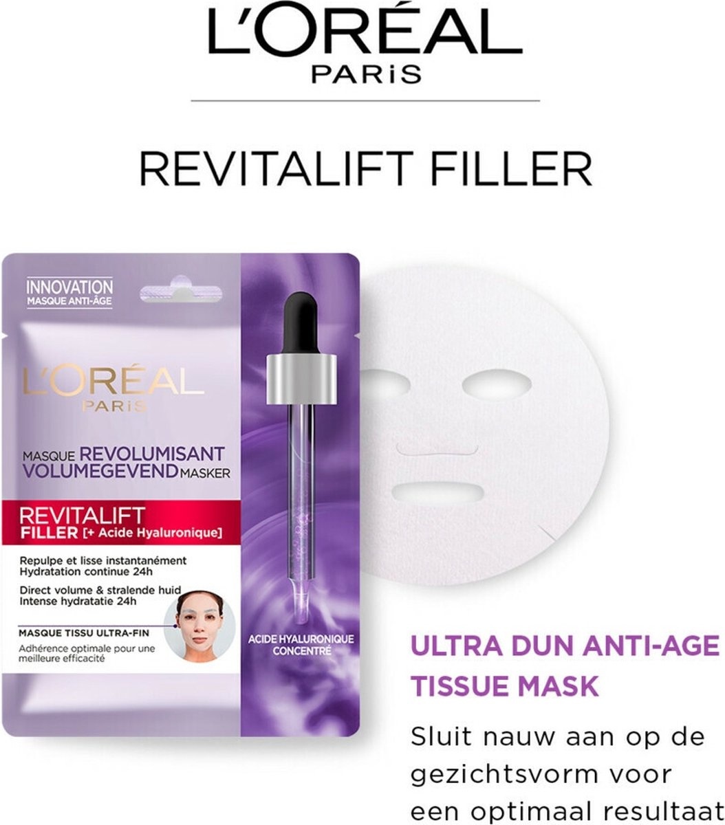 L'Oréal Paris Skin Expert Revitalift Filler Hyaluronsäure-Gewebemaske - 1 Stück