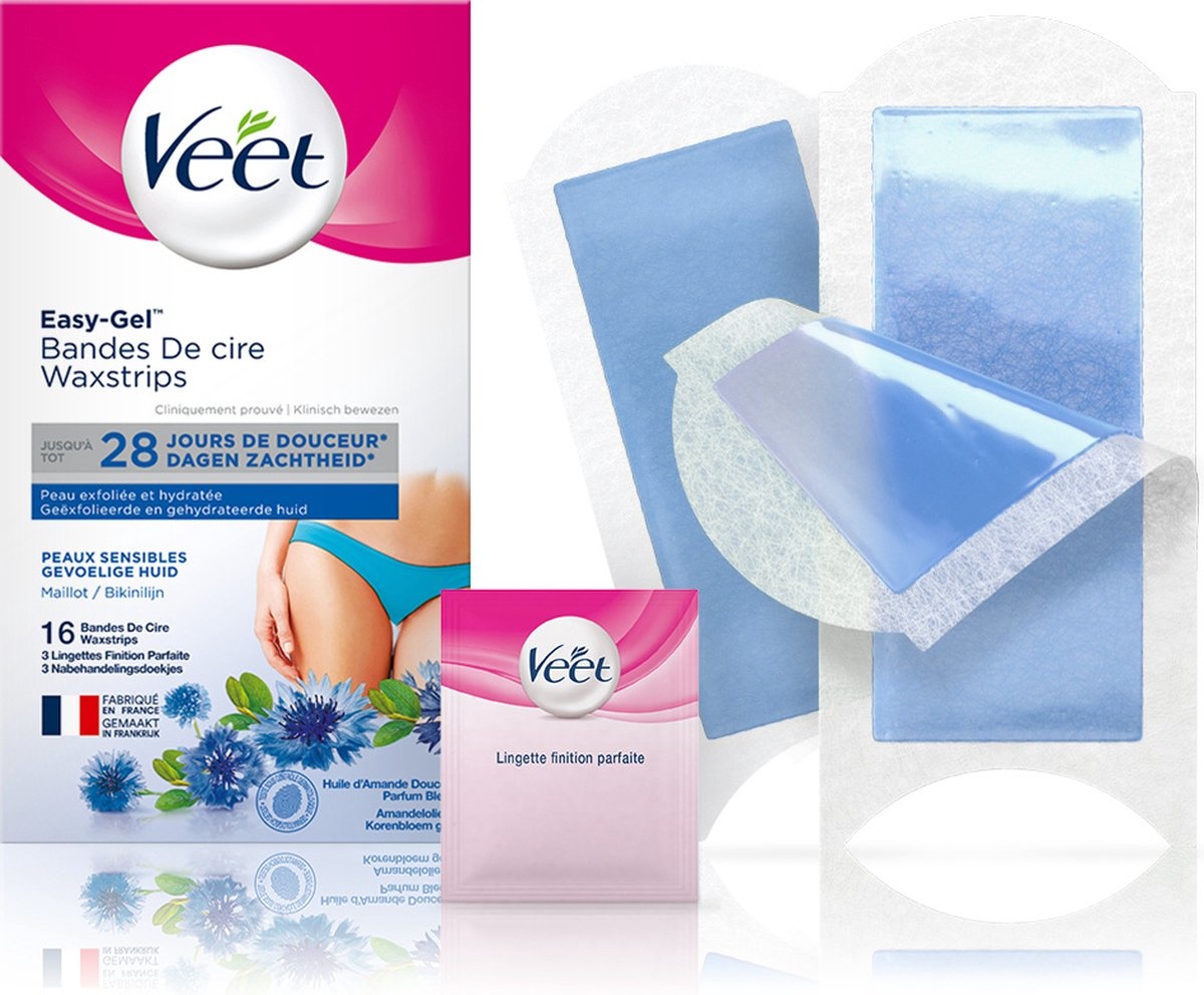 Veet - Bandes Épilatoires - Maillot & Aisselles - Peaux Sensibles - 16 pcs