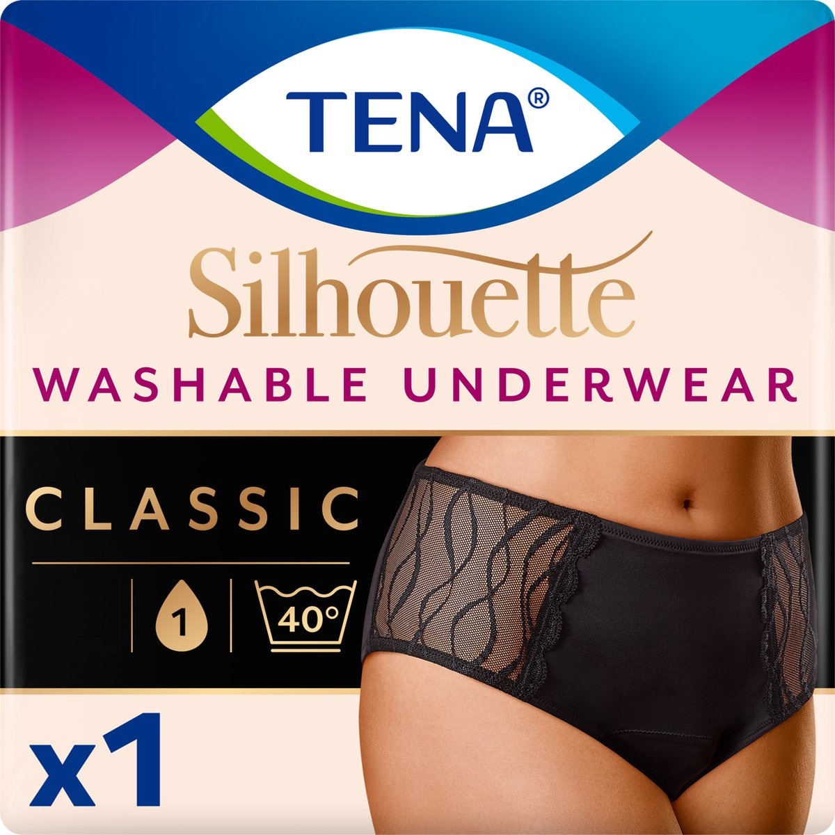 TENA Silhouette Noir – Classic – waschbare Saugunterwäsche Größe S – Inkontinenz