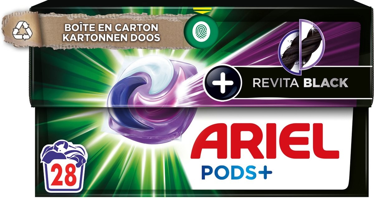 Ariel Wasmiddel Pods + Revitablack - Voor de Zwarte Was - 28 Wasbeurten