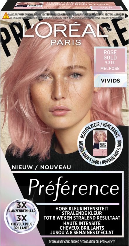 L'Oréal Preference Vivids Haarkleuring Rose Gold 9.213  Melrose - Verpakking beschadigd