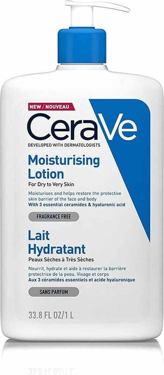 CeraVe - Lotion hydratante - Lait corporel - peaux sèches à très sèches - 1000 ml - Pompe manquante