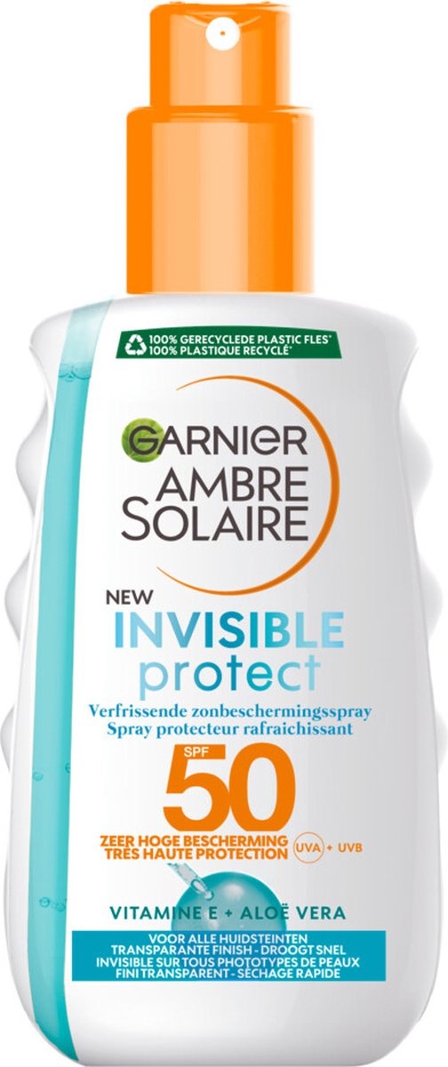 Garnier Ambre Solaire Invisible Protect Refresh Transparente Sonnenschutzspray SPF 50 – 200 ml – Kappe fehlt