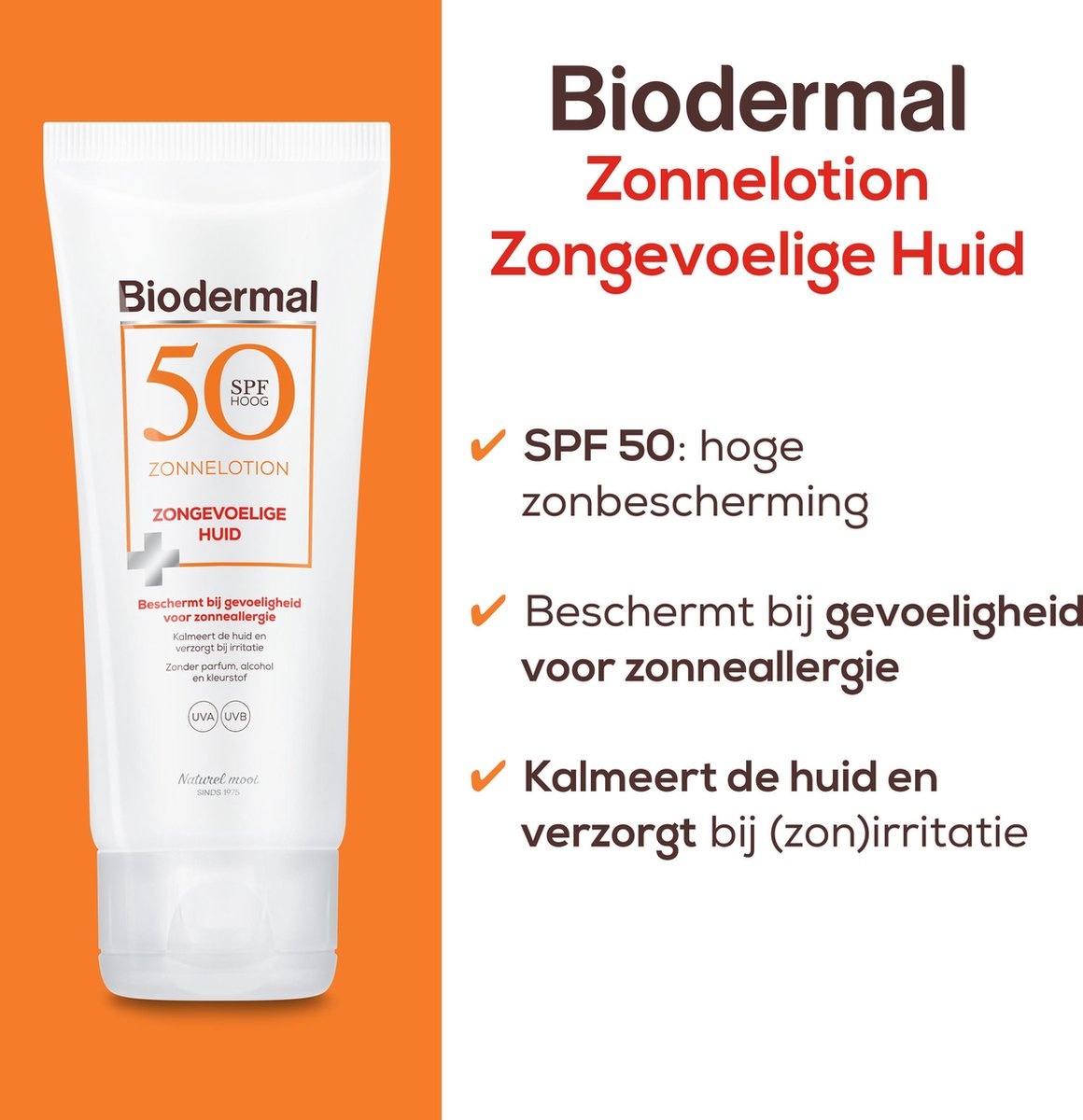 Biodermal Sun Lotion Sensitive Skin - crème solaire pour peaux sensibles - Spf 50 - 100 ml - convient aussi aux enfants - Emballage abîmé