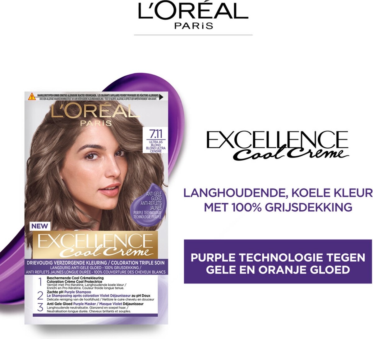 L'Oréal Paris Excellence Cool Creams 5.11 - Ultra Ash Light Brown - Permanent hair dye - Packaging damaged
