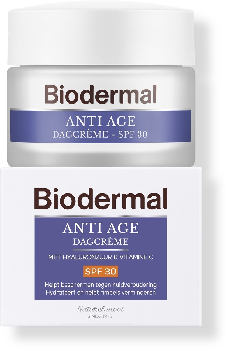 Biodermal Anti Age Day Cream - SPF30 - Day cream with hyaluronic acid and vitamin C against skin aging - 50ml - Packaging damaged