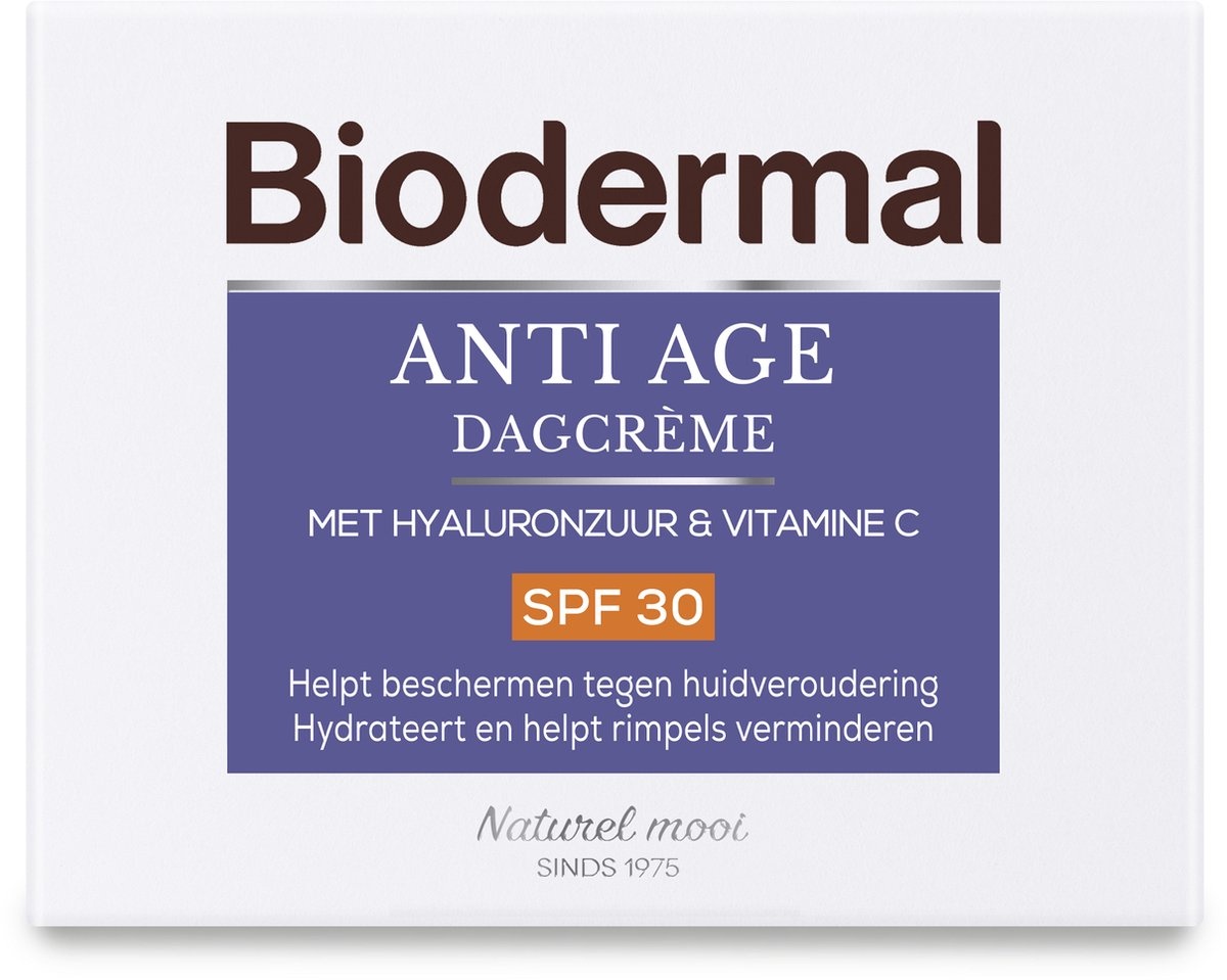 Biodermal Anti Age Day Cream - SPF30 - Day cream with hyaluronic acid and vitamin C against skin aging - 50ml - Packaging damaged
