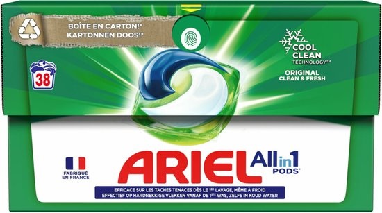 Ariel All-in-1 Pods Détergent Capsules Original 38 pièces - Emballage endommagé