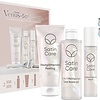 Geschenkpaket Venus Satin Care – Rasierer + 2 Rasierklingen + 2-in-1-Reiniger + Rasiergel 190 ml + Peeling 177 ml + beruhigendes Serum 50 ml – Verpackung beschädigt