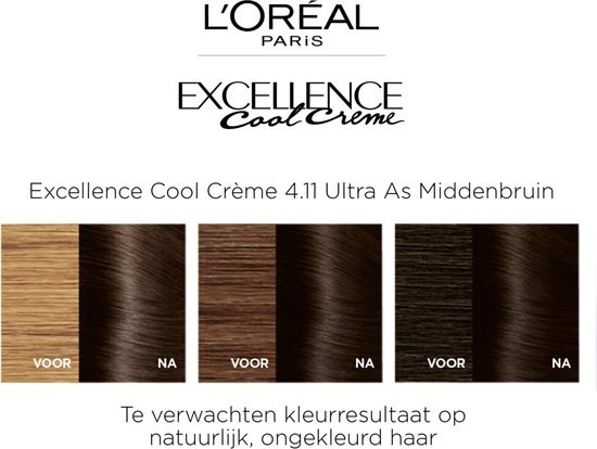 L'Oréal Paris Excellence Cool Creams 4.11 - Ultra Ash Brown - Permanent hair dye - Packaging damaged