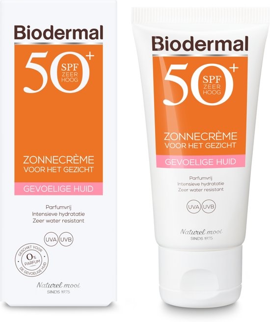 Biodermaler Sonnenschutz für empfindliche Haut – LSF 50 – 50 ml – Sonnenschutz für das Gesicht – Verpackung beschädigt