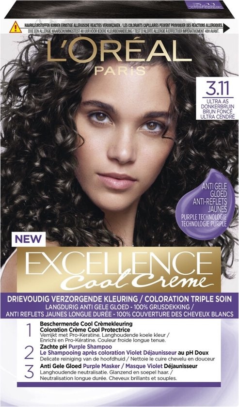 L'Oréal Paris Excellence Cool Creams 3.11 – Ultra Ash Dark Brown – Permanente Haarfarbe – Verpackung beschädigt