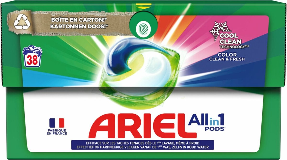 Ariel Tout-en-1 Dosettes Détergent Capsules Couleur 38 pcs
