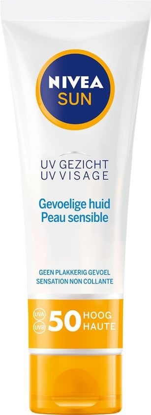 SUN Crème Solaire Visage - Visage Sensible - SPF 50 - 50 ml - Emballage abîmé
